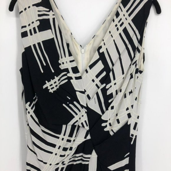 Escada Dido black  &  white print sleeveless Twisted faux wrap midi dress 34 SP - Picture 5 of 7